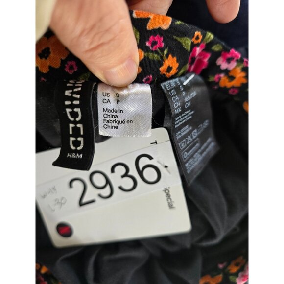 Black Floral Midi Skirt flowercore fairycore beach nautical cottagecore - Picture 7 of 7